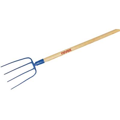 Fourche à fumier à douille 4 dents acier forgé 30cm manche pomme en bois frêne verni - 1350x40mm - Gedimat - REVEX