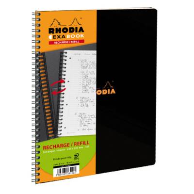 Recharge pour EXABOOK spirale A4+ 160 pages perforées+détachables 5X5