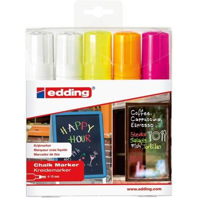Pochettes de 5 marqueurs craie liquide pointe ogive 4-15mm. 5 Assortis