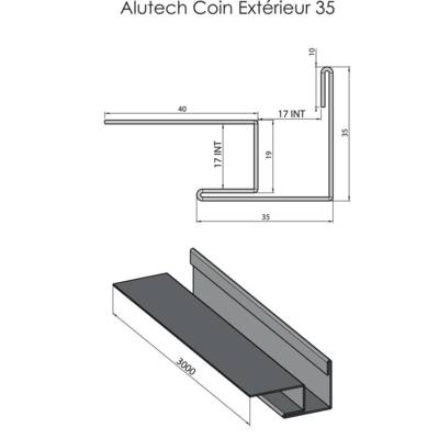 Coin extérieur ALUTECH - 35 x 35 mm L.3 m - Gedimat - KAYCAN NATURETECH