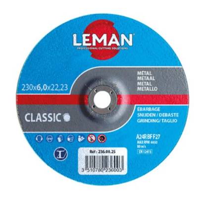 Disque ébarbage métal - 125x6.0x22.23mm - Gedimat - LEMAN