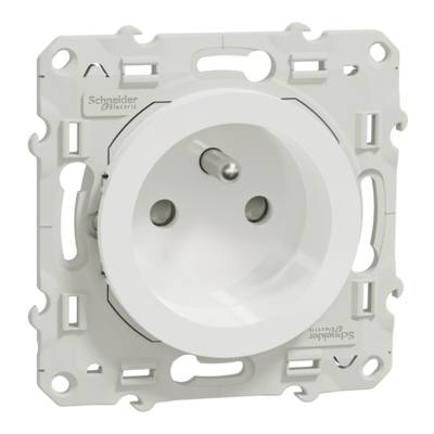 Prise de courant 2 pôles+terre à vis blanc ODACE - Gedimat - SCHNEIDER ELECTRIC