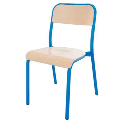 Chaise TRÉVISE 4 pieds assise et dossier bois Blueprotech® piètement époxy - T5 - Bleu RAL 5015 - Mobidecor