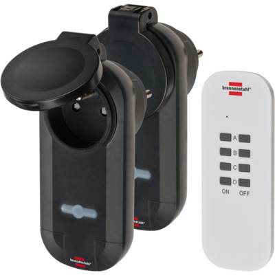 Set de prises télécommandées BRENNENSTUHL Confort-Line - 2 prises pour l'extérieur avec clapet - 1507031 - BRENNENSTUHL H. SAS