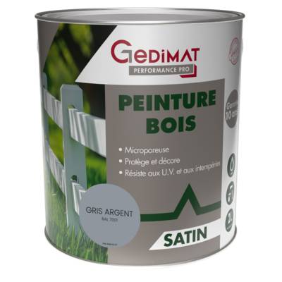 Peinture bois gris argent RAL 7001 - pot de 2 litres - Gedimat