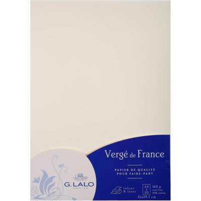 Paquet de 50 feuilles A4 Vergé 160g Blanc - G.LALO