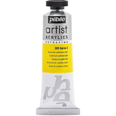 Tube 37 ml Peinture Artist Acrylics Extra fine Jaune de Cadmium Clair - PÉBÉO