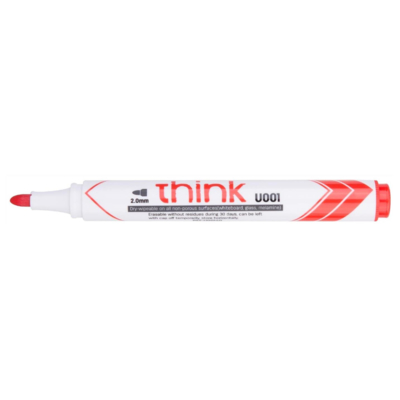 Marqueur effaçable Think à sec pointe ogive 2.0mm rouge peu odorant effaçage facile - Deli