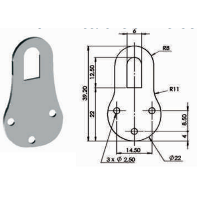 Attache universelle oblongue 7401 MONIN - 40 x 23 x 0.8 mm - 513910