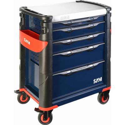 Servante grand volume SAM OUTILLAGE 5 tiroirs bleue à plateau inox - 415HB - Maxoutil