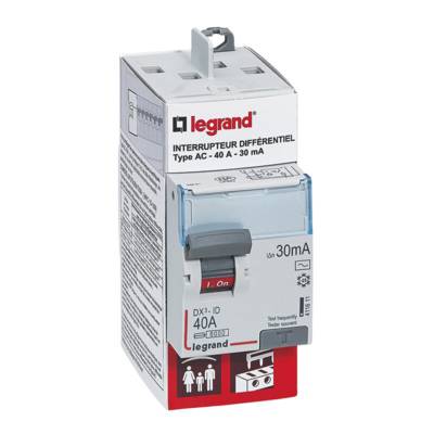 Interrupteur différentiel bipolaire type AC 30mA 40A - Gedimat - LEGRAND