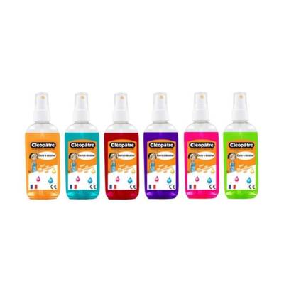 Lot de 6x100ml vaporisateur d'Encre à Dessiner, Orange, Turquoise, Carmin, Violet, Rose tyrien, Vert Printemps - CLÉOPÂTRE