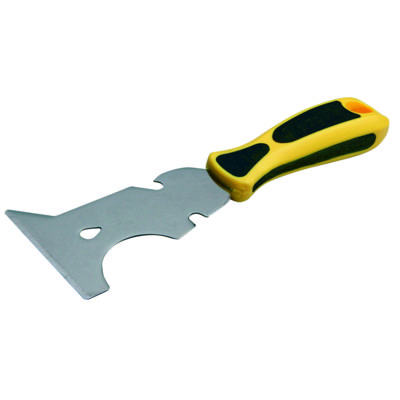 Couteau multi fonctions lame inox manche bi-matière gris/jaune - Gedimat - NESPOLI
