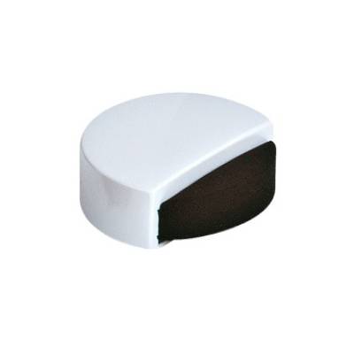 Butée de porte extra plat en plastique blanc et mousse noire à coller au sol long.47mm haut.15mm prof.42mm - Gedimat - INTERGES.COM