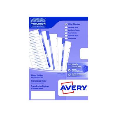 Intercalaires en carte + mylar A4, touches assorties 20 touches alphabétiques - A à Z