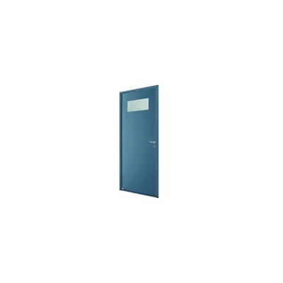 Porte de service acier laqué PST19 finition grise dormant 54 mm avec tapées pour isolation 160 mm - 215 x 90 cm - Gedimat - ZILTEN