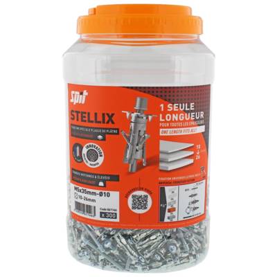 Cheville métallique à vis Stellix - Patte à vis - 5 x 35 / 15 M7 + Vis Seau de 300 - SPIT - 060142 - Maxoutil