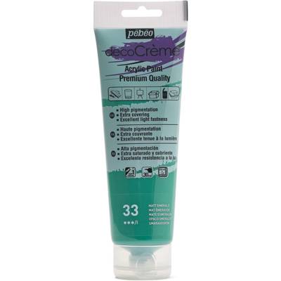 Tube 120ml Peinture Acrylique Décocrème Mat EMERAUDE - PÉBÉO