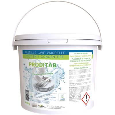 Pastille lave vaisselle tout en 1 Concentré ECOLABEL PRODITAB Seau de 150 pastille - CRISTAL HYGIENE