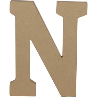Support en papier brun mâché 20 cm, Lettre majuscule N - DÉCOPATCH