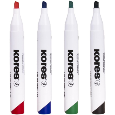 Etui de 4 Marqueur tableau Blanc "K Marker" Pte Biseautée Assortis - Kores