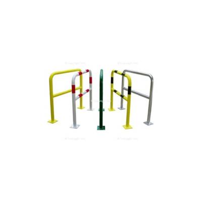Barrière de protection noire et jaune avec platine 150 x 150 mm VISO - acier galva - 2000 x 1000 m - Ø60 mm - BAR620NJ - Maxoutil