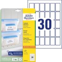 Lot de 750 étiquettes autocollantes pour congélation, 30 x 50 mm sur A4, autocollantes