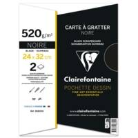 Pochette 2 Feuilles Carte à Gratter Noir 24x32cm 520g - CLAIREFONTAINE