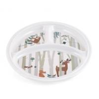 Assiette ronde en mélamine à 3 compartiments décorée ou couleur