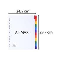 Intercalaires carte blanche 160g - 12 positions - A4+ - Blanc