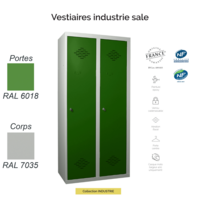 Vestiaire industrie sale 2 cases - Séparation vêtements propres/sales