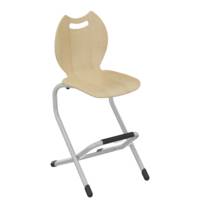 Chaise LILA coque Bandana bois Blueprotech® piètement acier époxy - H52 cm - Gris RAL 9006 - MOBIDECOR