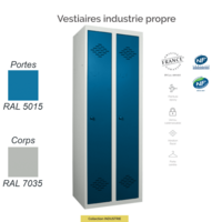 Vestiaire Industrie Propre 2 Cases | Rangement Sécurisé & Normes NF