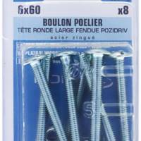 Boulon poêlier tête ronde large fendue Pozidriv acier zingué - Gedimat - NORAIL