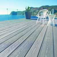 Lame de terrasse bois composite ELEGANCE structurée veinée bois gris anthracite - Gedimat