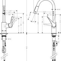 Mitigeur évier avec douchette CENTO XL chromé - Gedimat - HANSGROHE