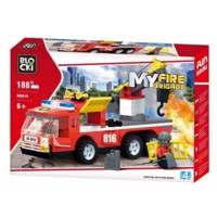 Jeu de Construction Véhicule de pompiers avec crochet de remorquage - BLOCKI