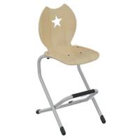 Chaise LÉNA II coque Étoile L320 bois Blueprotech® piètement aluminium époxy - H52 cm - Gris alu RAL 9006 - MOBIDECOR