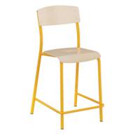 Chaise haute ANTIB assise et dossier bois Blueprotech® piètement époxy - H60 cm - Gris RAL 9007 - Mobidecor