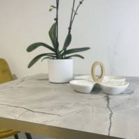 Plateau de table Ø90cm Marbre Venato & laiton - RestooTab