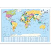 Carte Murale Souple Pelliculée Effaçable Europe & Monde 98 x 138 cm