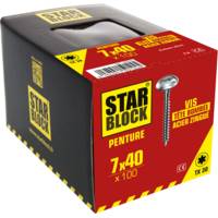Vis penture STARBLOCK tête large acier zingué 7 x 40 mm - Gedimat