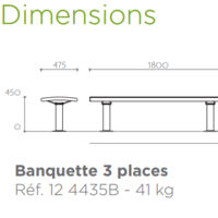 Banquette d'extérieur 3 places Tango city - pieds tubulaires