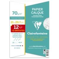 Pochette papier calque 21x29.7cm 70g 12 + 3 gratuites