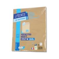 Paquet de 25 pochettes kraft brun auto-adhésives 90g format n°24 260 x 330 mm
