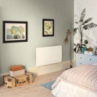 Radiateur connecté à inertie fonte+façade chauffante horizontal HEKLA blanc - Gedimat