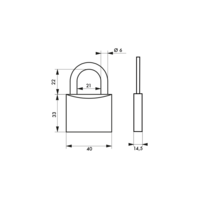 Cadenas TYPE 1 45mm anse acier cémenté nickelé 2 clés - Gedimat - THIRARD