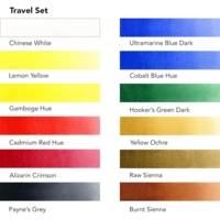 Aquafine - Set de voyage peinture aquarelle - 12 demi-godets et 1 pinceau - DALER ROWNEY