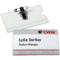 Boite de 50 portes-badge combi pince et épingle 5,4x9 cm