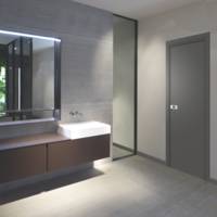 Bloc-porte tubulaire MIRO réversible aspect cuir basalte H.50 à 100mm - Gedimat - REIVILO